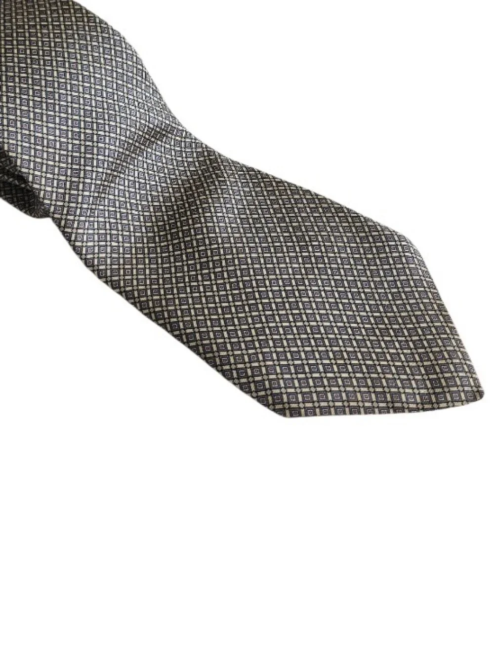 Dior Men's Gray Diamond-Pattern Silk Tie